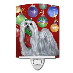 6 x 4 in. Maltese Christmas Stocking Stuffer Ceramic Night Light
