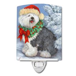 PPP3117CNL 6 x 4 in. Old English Sheepdog Christmas Ceramic Night Light