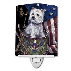6 x 4 in. Westie Little Drummer Boy USA Ceramic Night Light