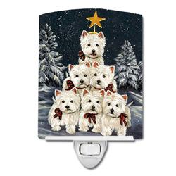6 x 4 in. Westie Christmas Family Tree Ceramic Night Light