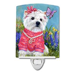 6 x 4 in. Westie Springtime Ceramic Night Light
