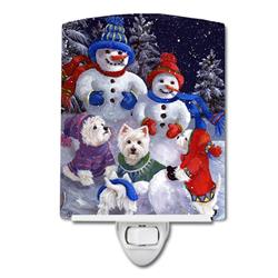 6 x 4 in. Westie Snowpeople Ceramic Night Light