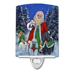6 x 4 in. Poodle Christmas Santa Ceramic Night Light