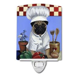 6 x 4 in. Pug Veggie Chef Ceramic Night Light