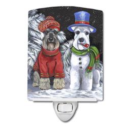 6 x 4 in. Schnauzer Christmas Snow Dog Ceramic Night Light