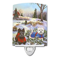 6 x 4 in. Scottie & Westie Christmas Pine Hill Ceramic Night Light