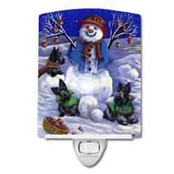 6 x 4 in. Scottie Christmas Snowman Ceramic Night Light