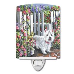 6 x 4 in. Westie At the Gate Ceramic Night Light