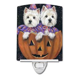 6 x 4 in. Westie Halloween Pumpkin Ride Ceramic Night Light