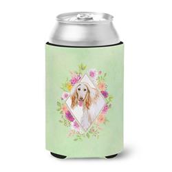 Afghan Hound Green Flowers Can or Bottle Hugger