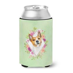 Basenji Green Flowers Can or Bottle Hugger