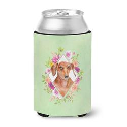 Dachshund Red No.2 Green Flowers Can or Bottle Hugger