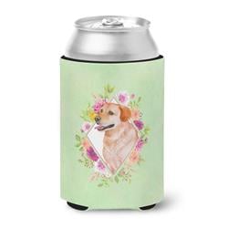 Yellow Labrador Retriever Green Flowers Can or Bottle Hugger