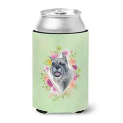 Schnauzer Green Flowers Can or Bottle Hugger