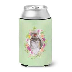 Shih Tzu Green Flowers Can or Bottle Hugger