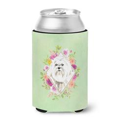 Maltese Green Flowers Can or Bottle Hugger