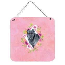 6 x 6 in. Cane Corso Pink Flowers Wall or Door Hanging Prints