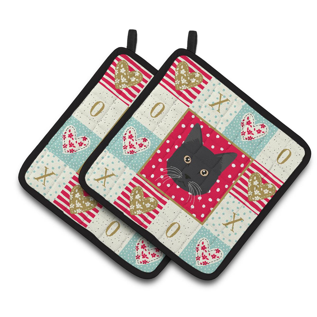 CK5099PTHD 7.5 x 7.5 in. Chantilly Tiffany Cat Love Pair of Pot Holders