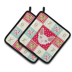 7.5 x 7.5 in. Devon Rex Cat Love Pair of Pot Holders