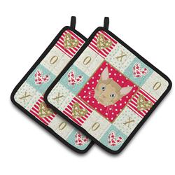 CK5119PTHD 7.5 x 7.5 in. German Rex Cat Love Pair of Pot Holders