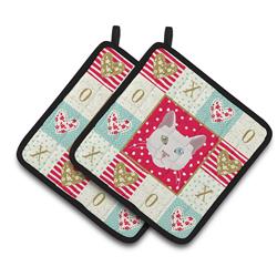 CK5123PTHD 7.5 x 7.5 in. Khao Manee Cat Love Pair of Pot Holders