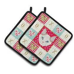 CK5125PTHD 7.5 x 7.5 in. Korean Bobtail Cat Love Pair of Pot Holders