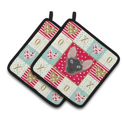 CK5141PTHD 7.5 x 7.5 in. Oriental Bicolor Cat Love Pair of Pot Holders