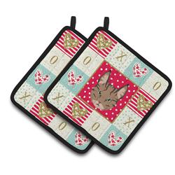 7.5 x 7.5 in. Pixie Bob Cat Love Pair of Pot Holders