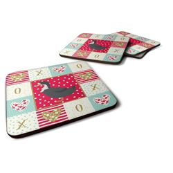 3.5 x 3.5 in. Blue Swedish Duck Love Foam Coaster - Set of 4