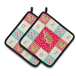 7.5 x 7.5 in. Spiny Mouse Love Pair of Pot Holders