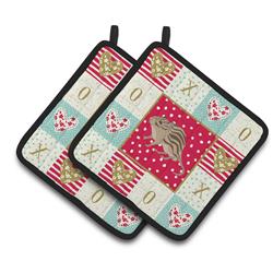 7.5 x 7.5 in. Zebra Mouse Love Pair of Pot Holders