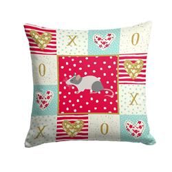 14 x 3 x 14 in. Japanese Mouse Love Fabric Decorative Pillow