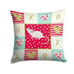 Picture of Carolines Treasures CK5454PW1414 14 x 3 x 14 in. White Domestic Mouse Love Fabric Decorative Pillow