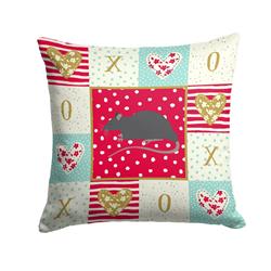 14 x 3 x 14 in. Black Rat Love Fabric Decorative Pillow