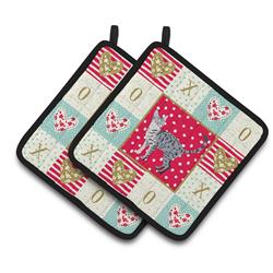 CK5572PTHD 7.5 x 7.5 in. California Spangled No.1 Cat Love Pair of Pot Holders