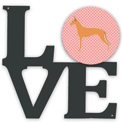 11.5 x 11.75 in. Pharaoh Hound Checkerboard Pink Metal Artwork Love Wall Decor