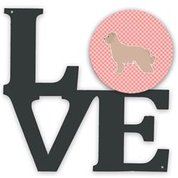 BB3618WALV 11.5 x 11.75 in. Pyrenean Shepherd Checkerboard Pink Metal Artwork Love Wall Decor