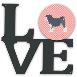 BB3635WALV 11.5 x 11.75 in. Lowchen Checkerboard Pink Metal Artwork Love Wall Decor