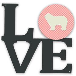 11.5 x 11.75 in. Komondor Checkerboard Pink Metal Artwork Love Wall Decor