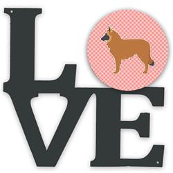 11.5 x 11.75 in. Belgian Shepherd Checkerboard Pink Metal Artwork Love Wall Decor