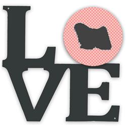 11.5 x 11.75 in. Puli Checkerboard Pink Metal Artwork Love Wall Decor
