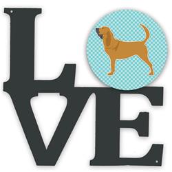 11.5 x 11.75 in. Bloodhound Checkerboard Blue Metal Artwork Love Wall Decor