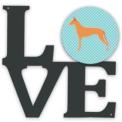 11.5 x 11.75 in. Pharaoh Hound Checkerboard Blue Metal Artwork Love Wall Decor
