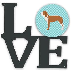 11.5 x 11.75 in. Spanish Hound Checkerboard Blue Metal Artwork Love Wall Decor