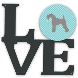 11.5 x 11.75 in. Kerry Blue Terrier Checkerboard Blue Metal Artwork Love Wall Decor