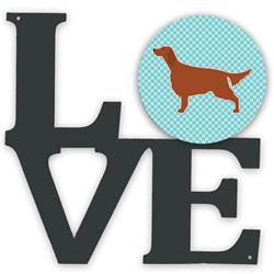 11.5 x 11.75 in. Irish Setter Checkerboard Blue Metal Artwork Love Wall Decor