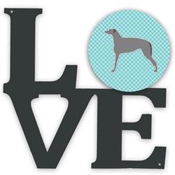 BB3696WALV 11.5 x 11.75 in. Scottish Deerhound Checkerboard Blue Metal Artwork Love Wall Decor