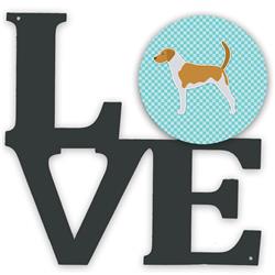 BB3698WALV 11.5 x 11.75 in. American Foxhound Checkerboard Blue Metal Artwork Love Wall Decor