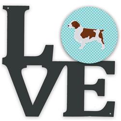 11.5 x 11.75 in. Welsh Springer Spaniel Checkerboard Blue Metal Artwork Love Wall Decor