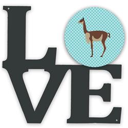 11.5 x 11.75 in. Vicugna or Vicuna Blue Check Metal Artwork Love Wall Decor